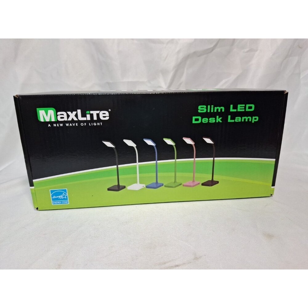 MaxLite Slim LED Desk Lamp with USB Port Adjustable Neck White